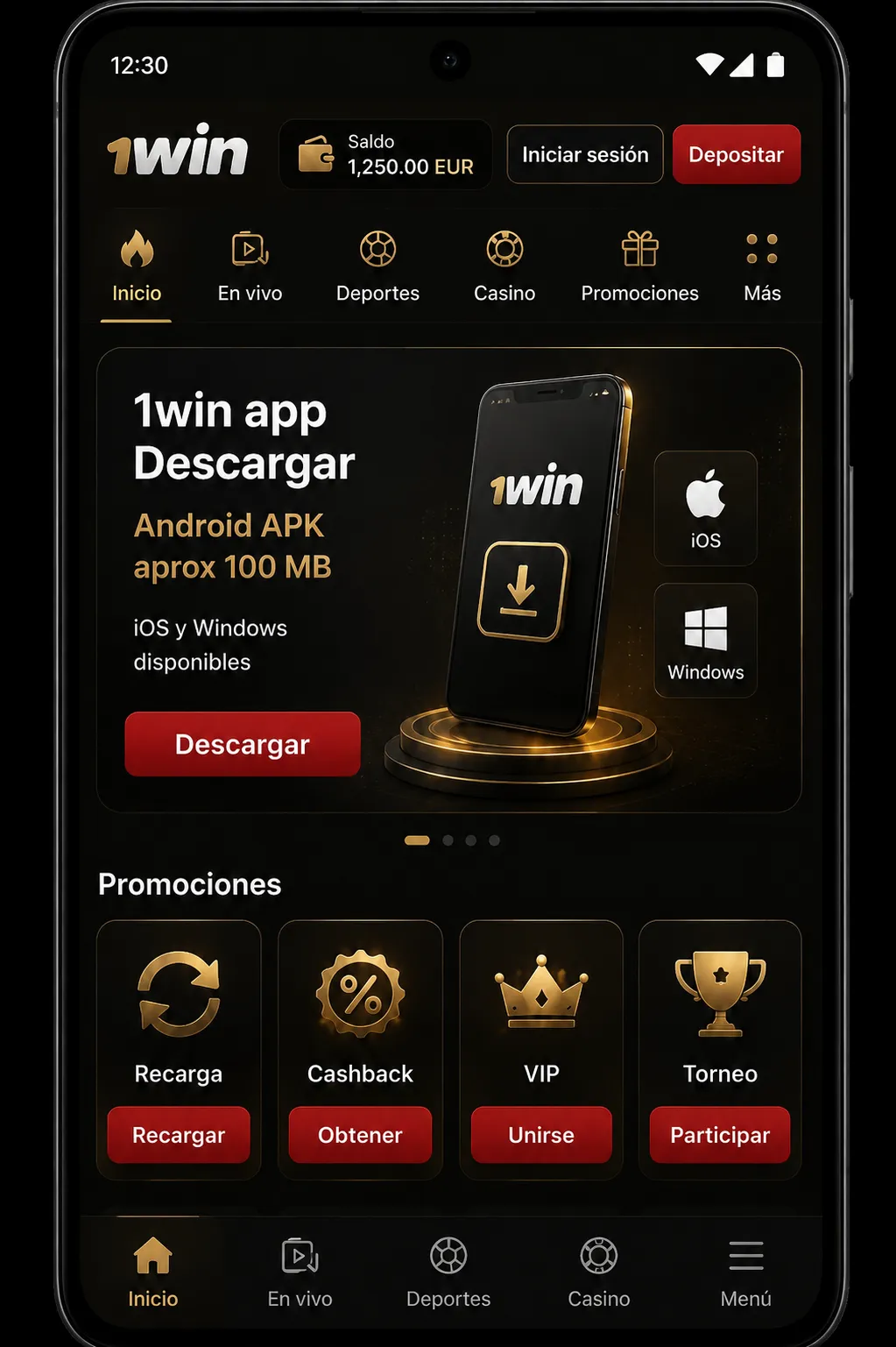 La 1win app pone un casino y una casa de apuestas completos en tu teléfono